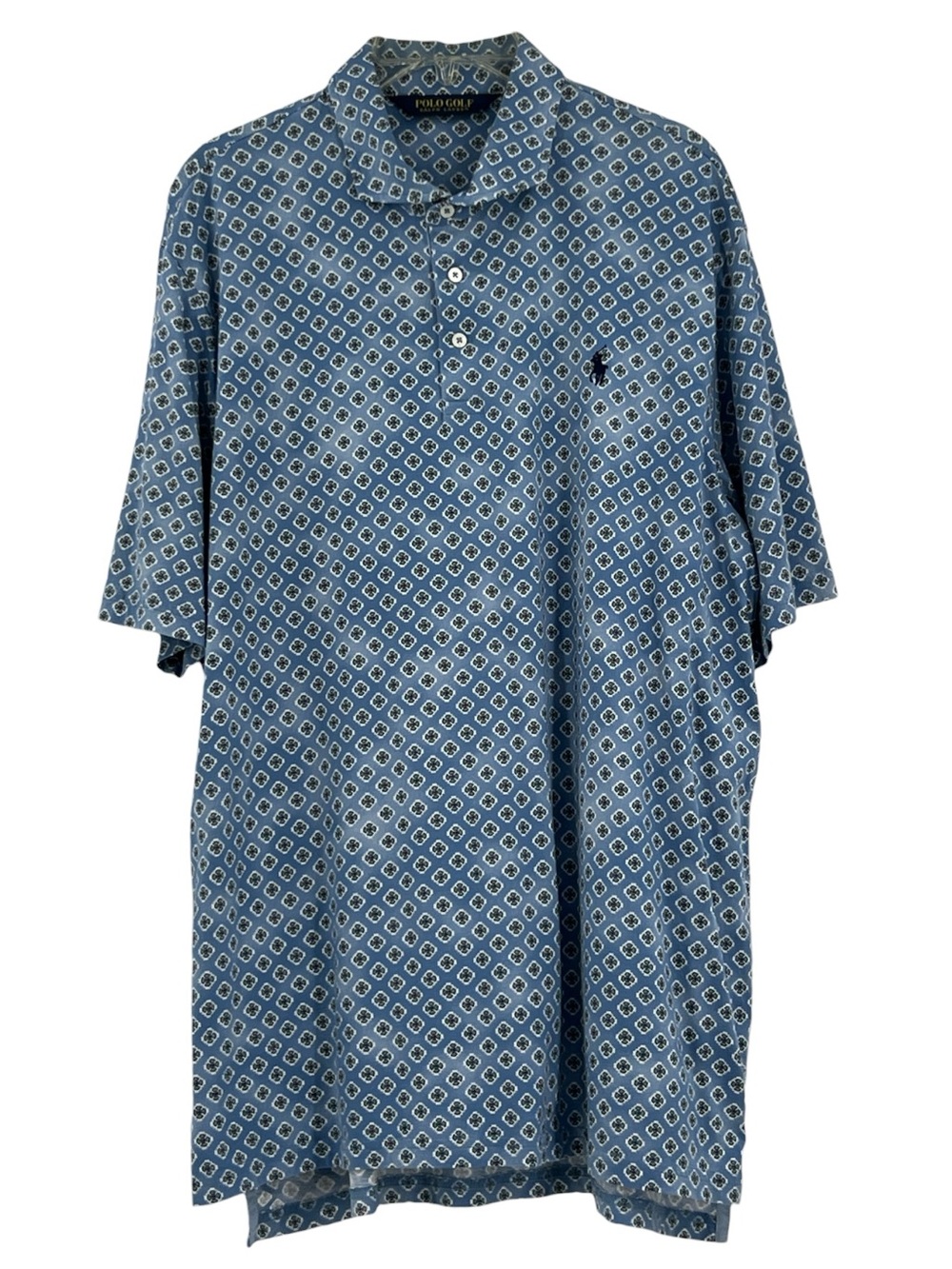 Polo Golf Ralph Lauren Short-Sleeve blue white geometric diamond/clove XL New